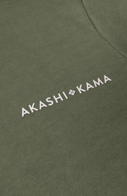 White Silicon Logo in Sage green AKASHI-KAMA Stamped tee