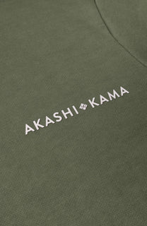 White Silicon Logo in Sage green AKASHI-KAMA Stamped tee
