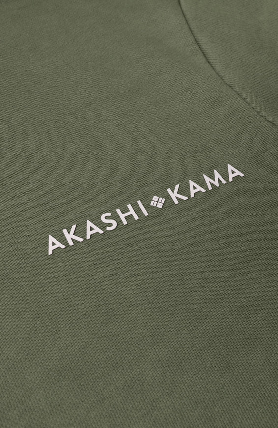 White Silicon Logo in Sage green AKASHI-KAMA Stamped tee
