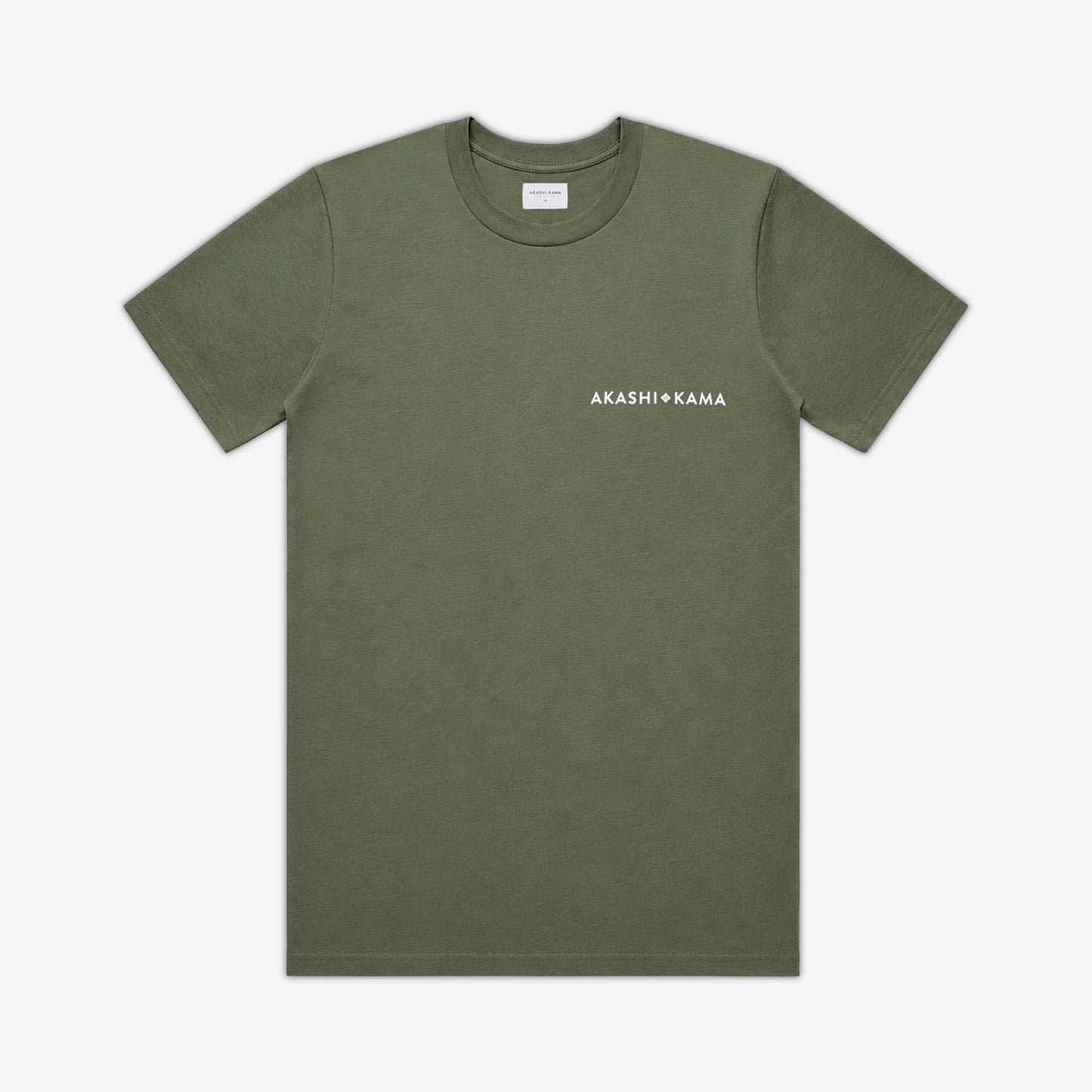 AKASHI-KAMA Stamped Logo Tee in Sage green
