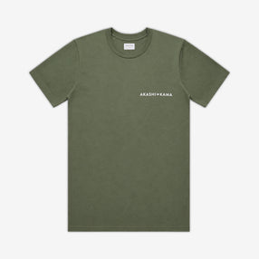 AKASHI-KAMA Stamped Logo Tee in Sage green