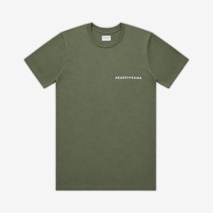 AKASHI-KAMA Stamped Logo Tee in Sage green