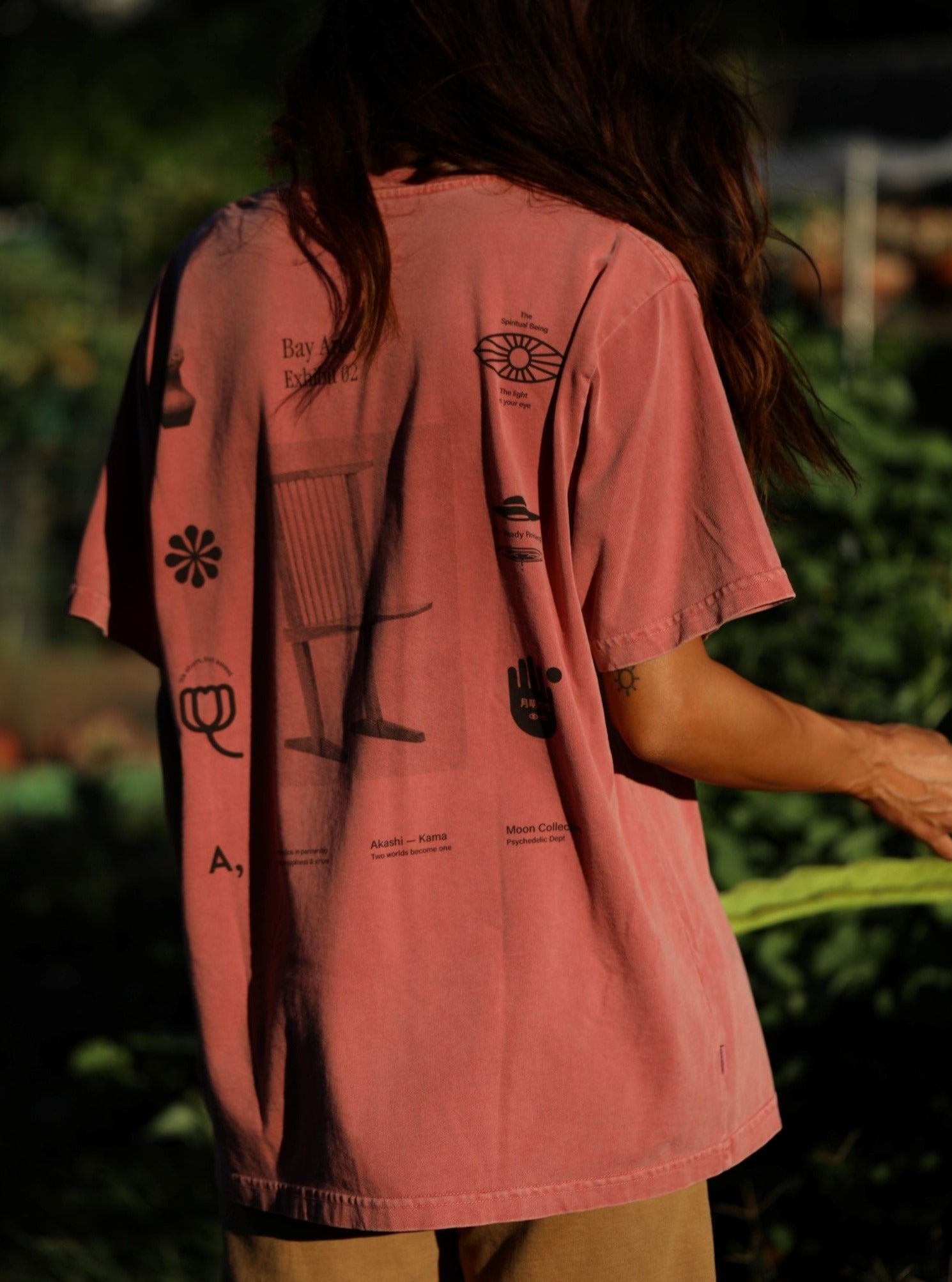 AKASHI KAMA - Moon Collective Collaboration Shirt | Japanese American Streetwear Pigment Solar Red Garment Dye Tee Made in USA