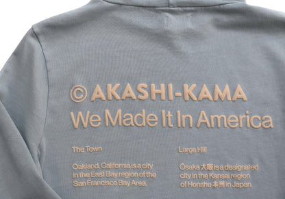 akashi-kama osaka japanese streetwear grey hoodie heavyweight garment dye made in usa oakland 