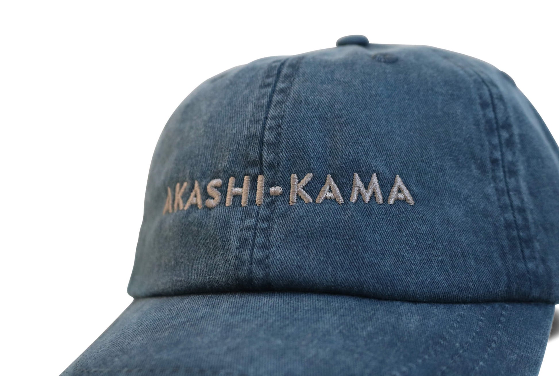 AKASHI-KAMA Logo Hat Denim Vintage Cap