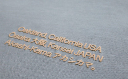 AKASHI-KAMA Made in Oakland Heavyweight Garment Dye Tee Osaka Japanese Streetwear Grey