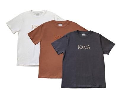 KAMA Flock AKASHI-KAMA Tees in White Terracotta  Slate | Streetwear Garment Dye Shirt Made in USA