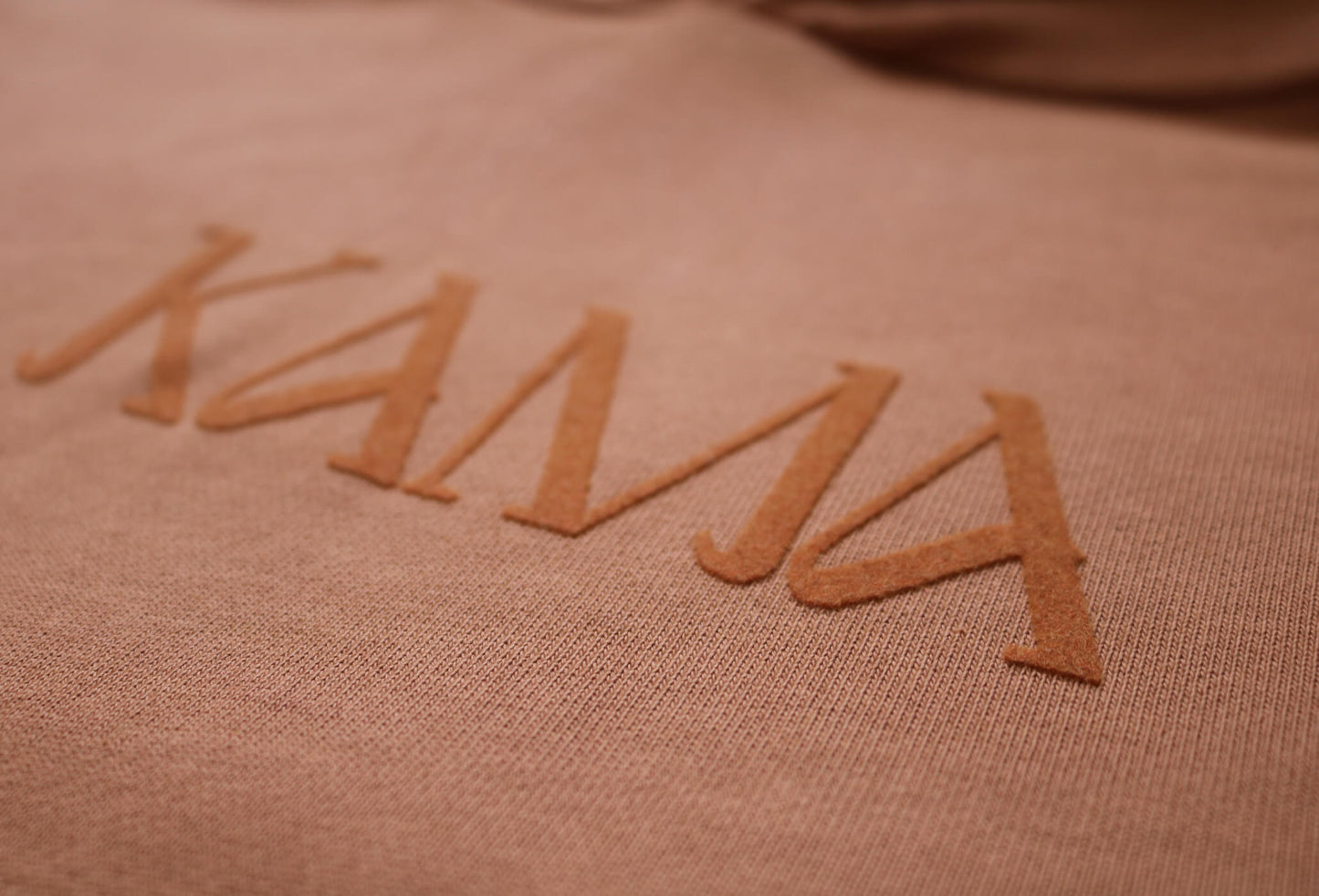 KAMA Flock AKASHI-KAMA Hoodie in Terracotta | Streetwear Garment Dye Sweatshirt Flocking Print