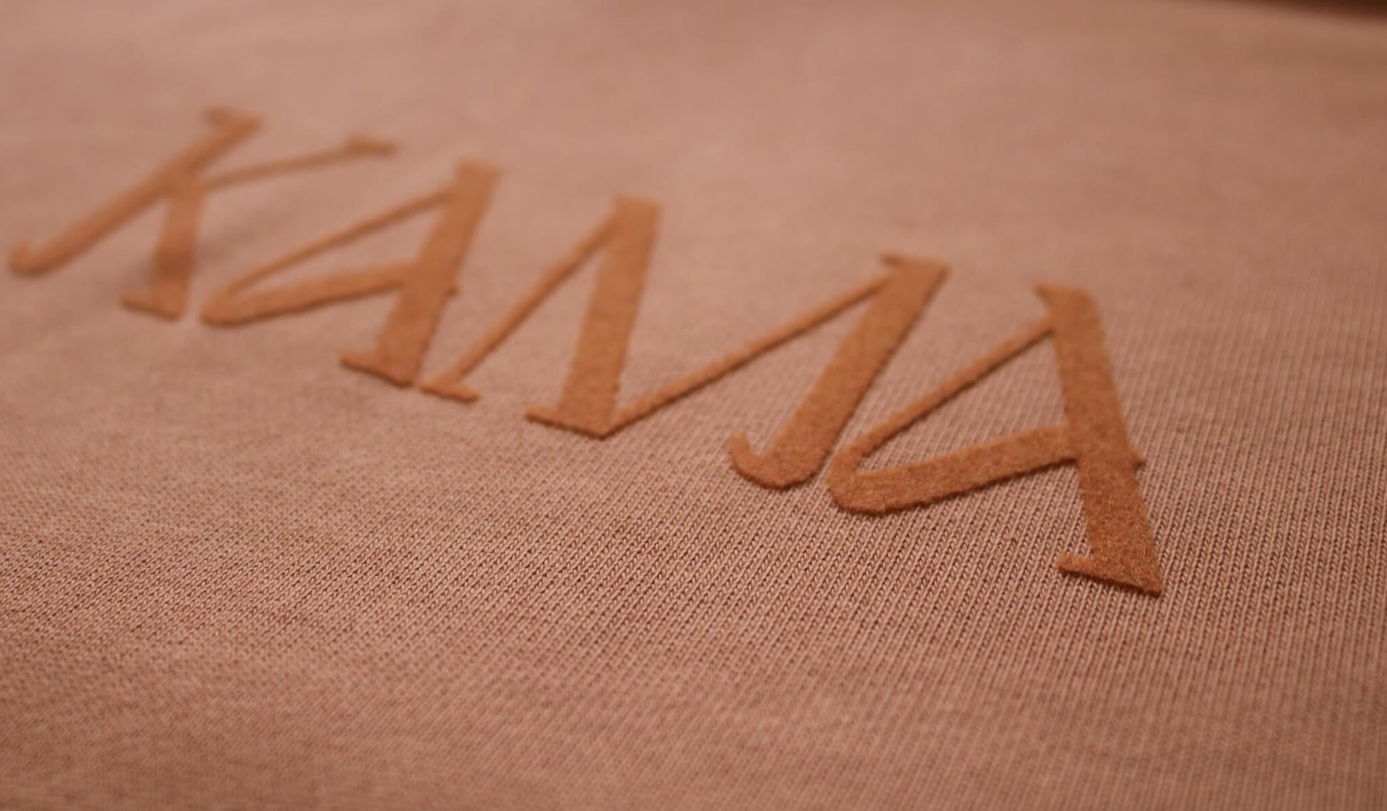 KAMA Flock AKASHI-KAMA Tee in Terracotta | Streetwear Garment Dye Shirt Flocking Print