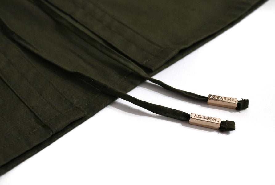 AKASHI-KAMA Army Green Noragi Japanese Streetwear Kimono Jacket 