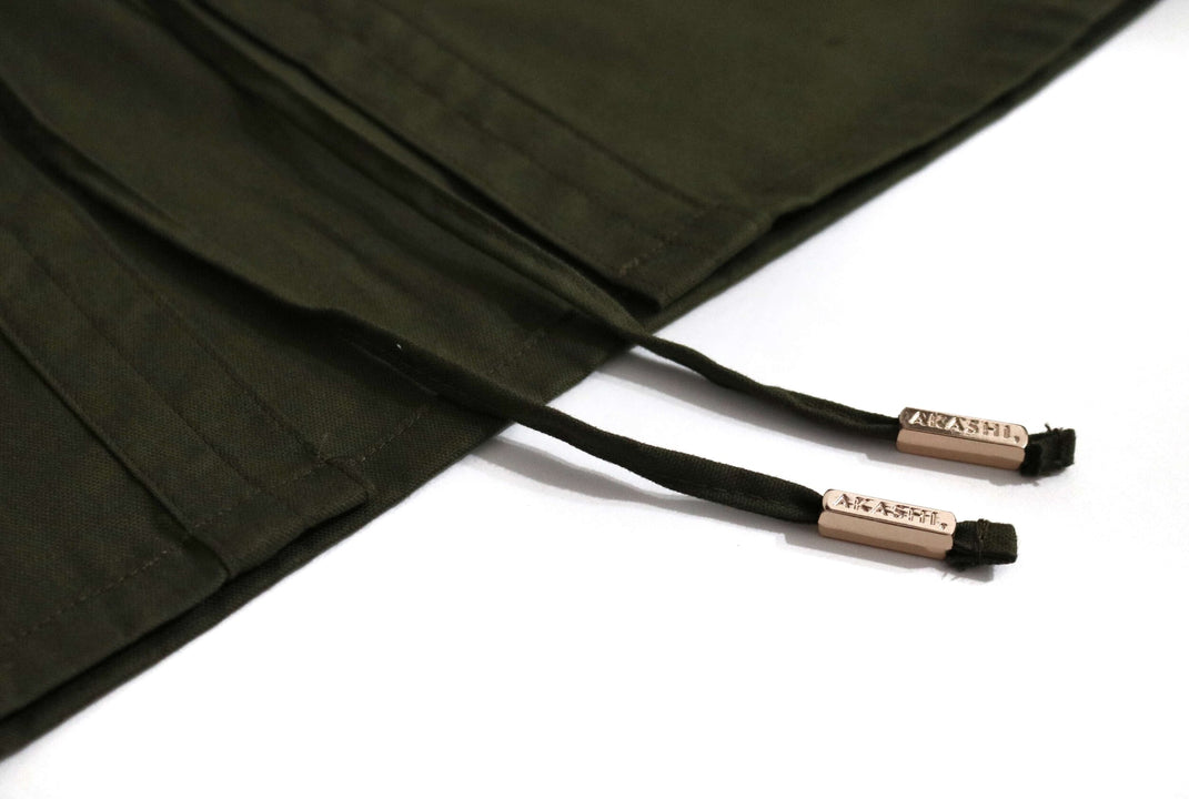 AKASHI-KAMA Army Green Noragi Japanese Streetwear Kimono Jacket 