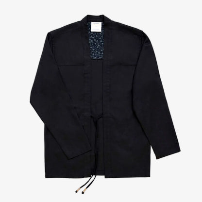 Noragi Jacket Black Organic Cotton Streetwear Japanese Kimono Jacket