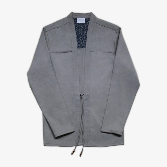 Technical Grey Noragi Jacket AKASHI-KAMA Japanese Streetwear Kimono Shirt