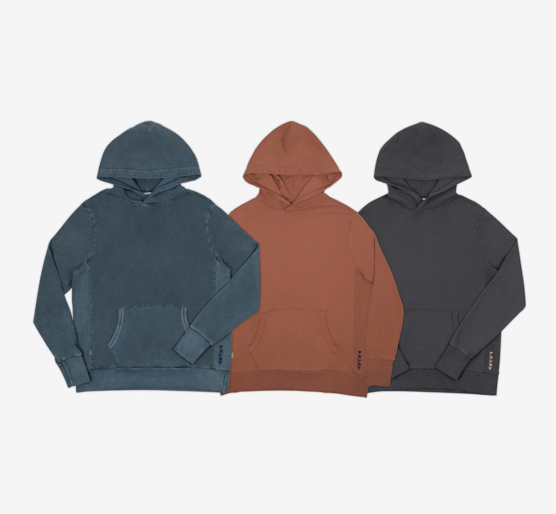 AKASHI-KAMA Garment Dye Uniform Hoodies |  Japanese Streetwear Sweatshirts