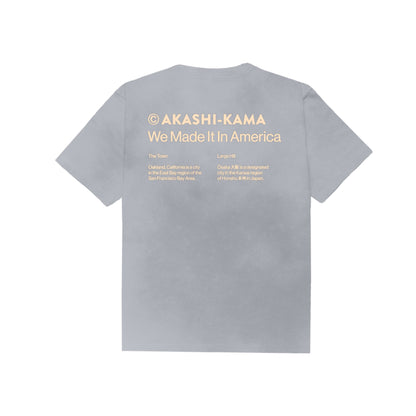 Made in Oakland AKASHI-KAMA Osaka Heavyweight Garment Dye Grey Tee Japanese Streetwear