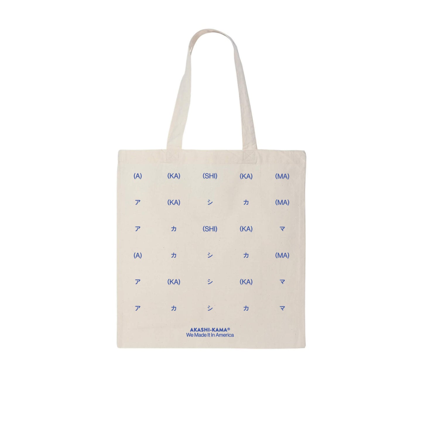 AKASHI-KAMA Canvas Tote Bag | Japanese Kana Print