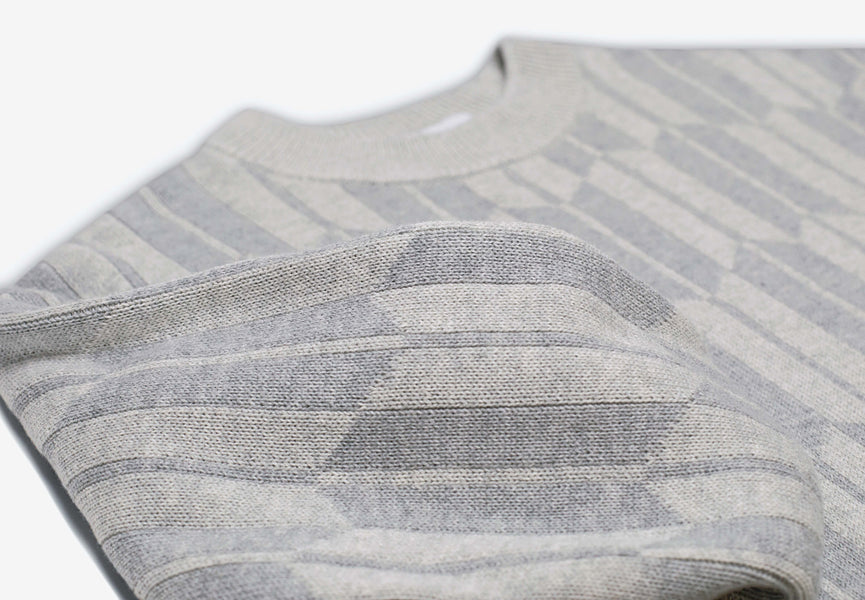 Arrow Japanese Pattern Sweater - AKASHI KAMA Grey Knitwear
