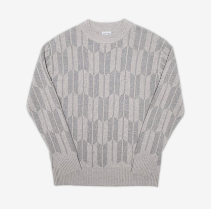 AKASHI KAMA Japanese Knitwear Arrow Pattern Grey Sweater