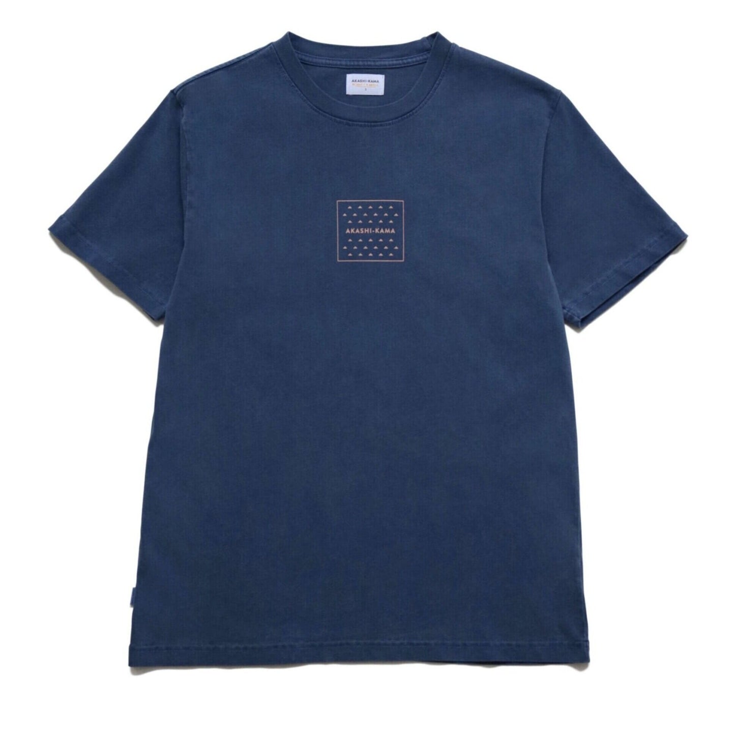 AKASHI-KAMA Logo Tee Minimalist Pattern American Japanese Streetwear Navy Menswear