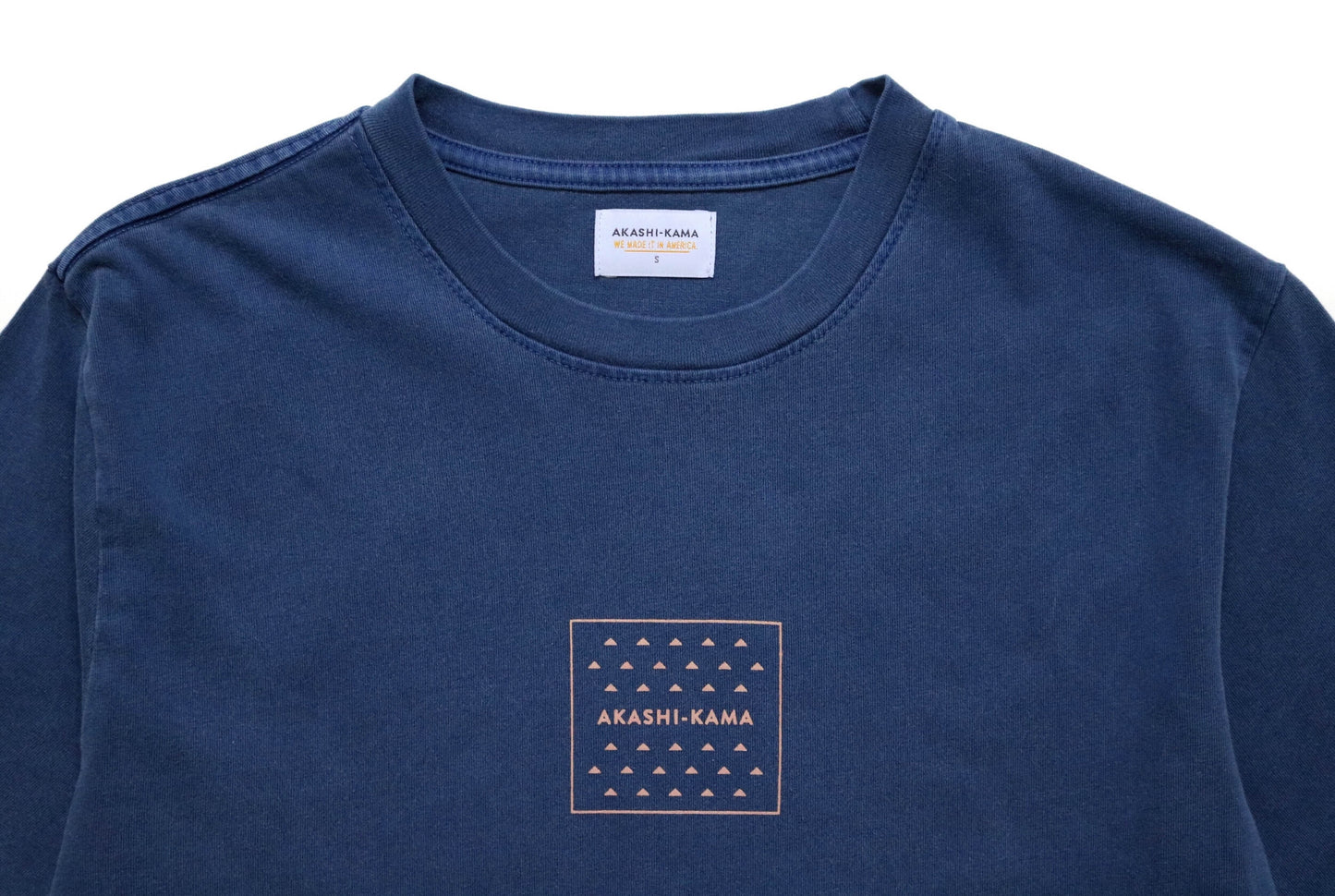 Akashi-Kama Shirt Washed Navy Japanese Streetwear Heavyweight Tee Yama