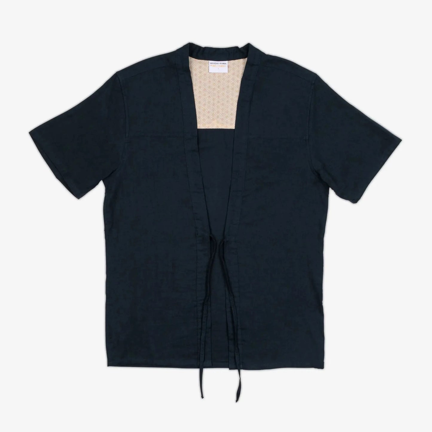 AKASHI-KAMA Haori Shirt in Deep Indigo | Modern Japanese Kimono Style Streetwear