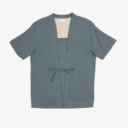 AKASHI-KAMA Haori Shirt in Fog | Modern Japanese Kimono Style Streetwear