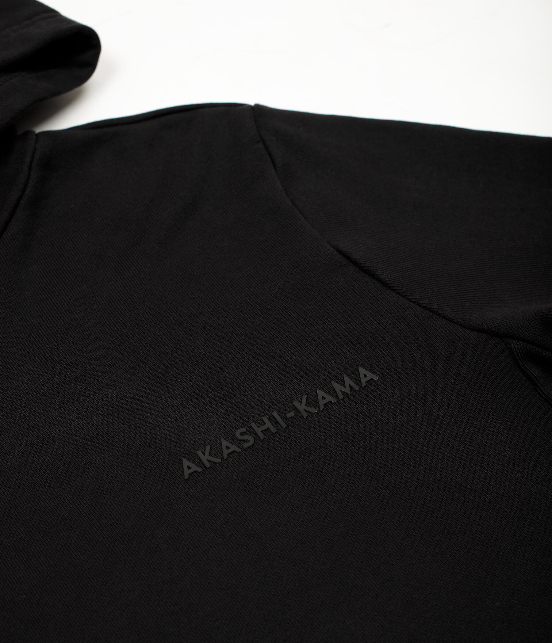 AKASHI-KAMA Stamped Logo Hoodie in Black | Streetwear Garment Dye Silicone Logo Made in USA Sweatshirt