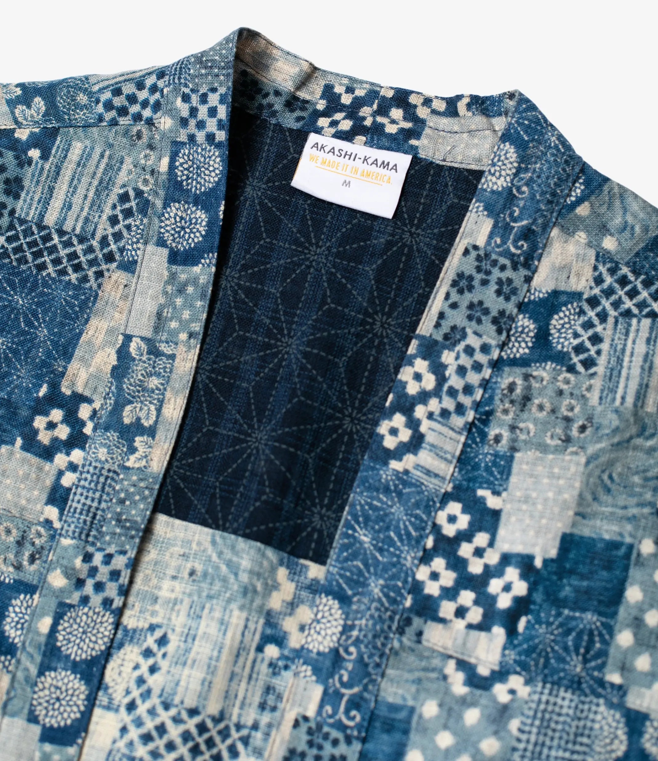 Boro Print Noragi Jacket Style | Kimono Shirt Japanese AKASHI-KAMA Streetwear 