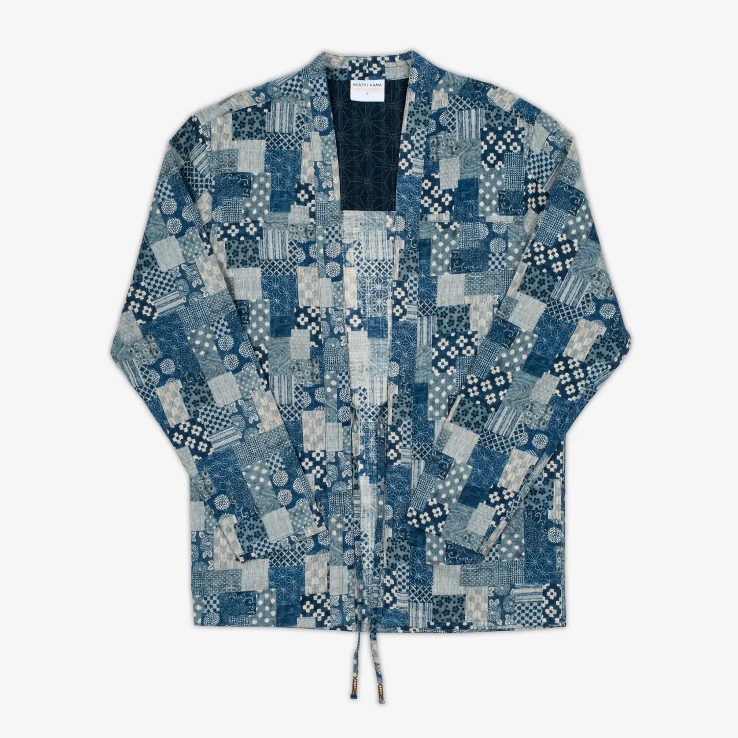 AKASHI-KAMA Boro Print Noragi Jacket | Japanese Streetwear Kimono Shirt
