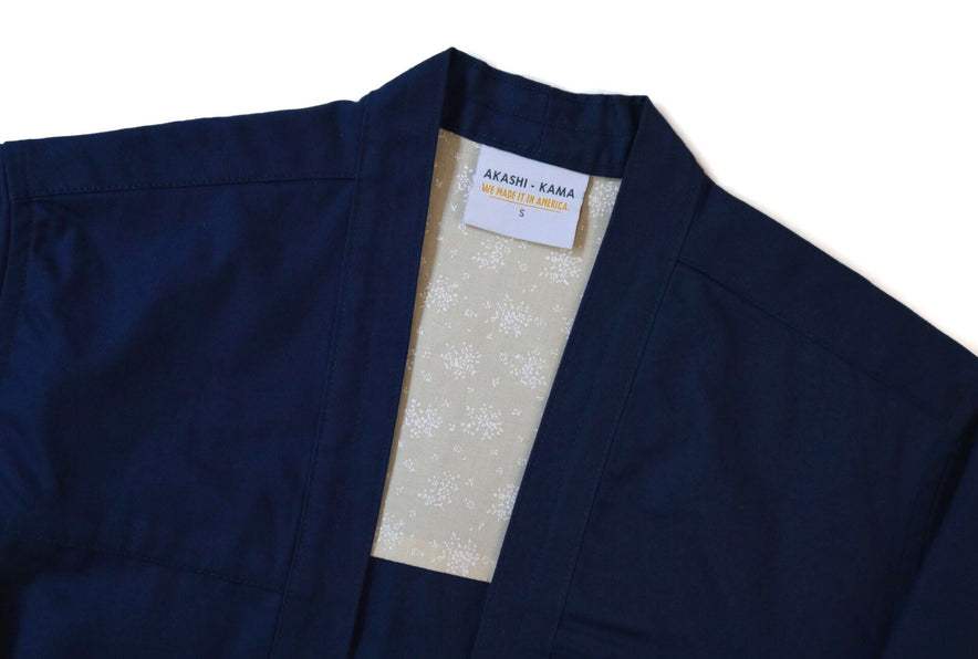 Navy Techware Noragi Jacket Japanese Streetwear AKASHI KAMA Kimono