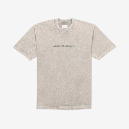 Stamped Logo AKASHI-KAMA Tee in Mineral Wash | Streetwear Garment Dye Shirt Made in USA