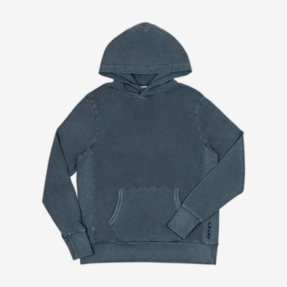 Uniform AKASHI-KAMA Hoodie in Light Indigo | Japanese Streetwear Garment Dye Sweatshirt Made in USA